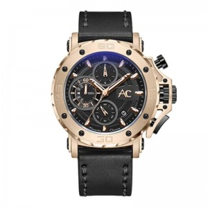Alexandre Christie AC 9205 Light Gold Black Leather MCLCABA Collection